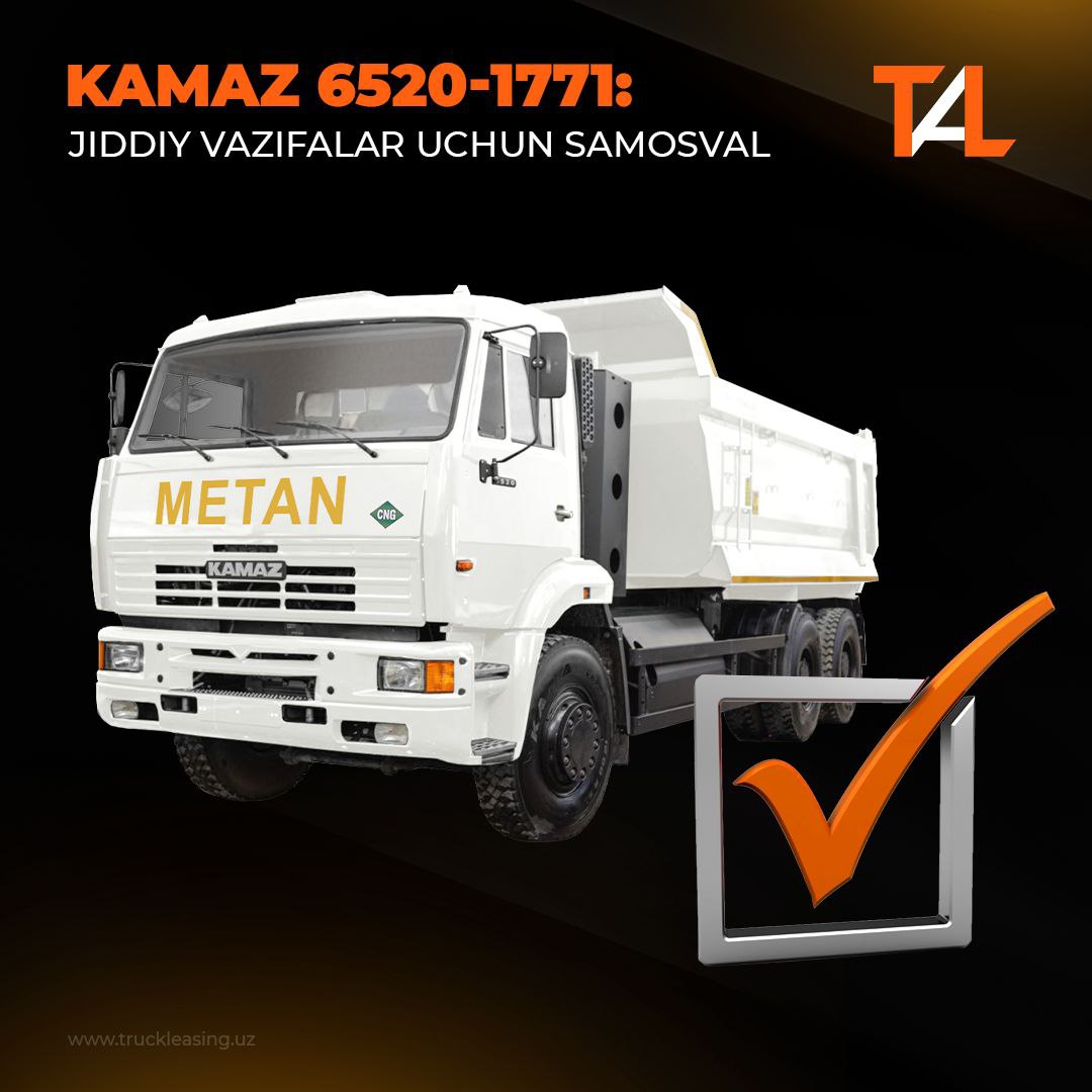 Sizga ishlaydigan texnikani izlyapsizmi? Biz sizga bestseller — KAMAZ 6520-1771 samosvalini taklif qilamiz!